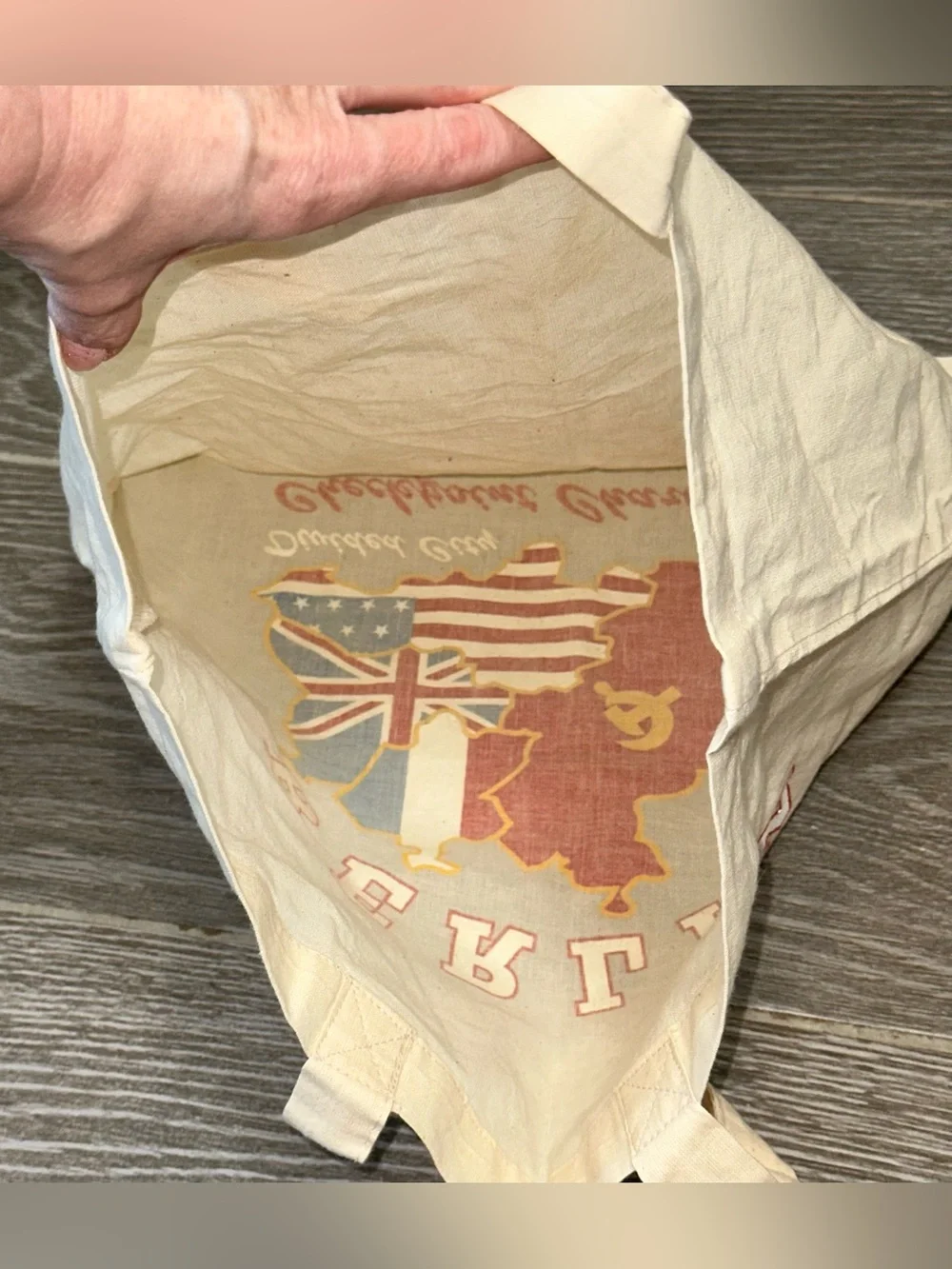 Vintage 90s Souvenir Tote Bag Checkpoint Charlie Divided City Deadstock Cold War